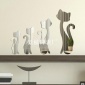 幼儿园儿童房间装饰四只猫创意壁贴亚克力镜面墙贴厨房ptb06